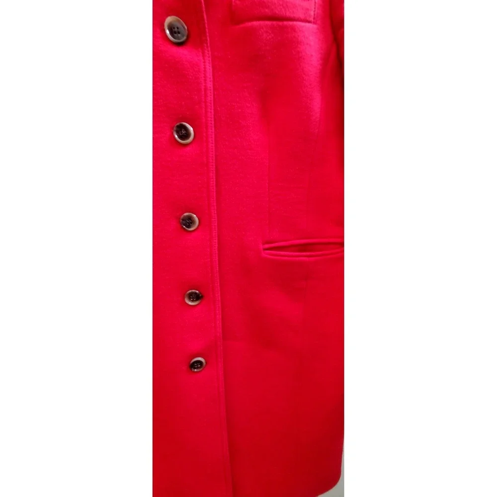 J. Crew 10 Wool Blend Red Double Cloth Lady Day Coat Italy Thinsulate Satin Line - Picture 7 of 15